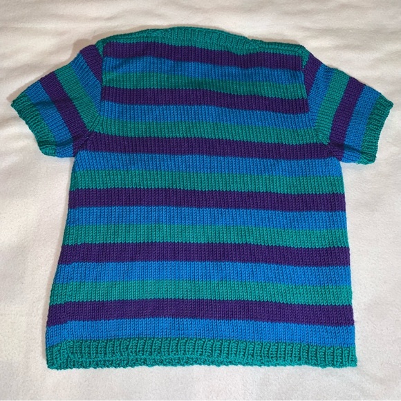 Hand Knit Women’s Square Neck Striped Sweater Sz XS/Sm - Picture 5 of 5